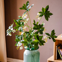 Daun Simulasi Tinggi Berkualitas Tinggi, Tahan Lama, untuk Dekorasi Pernikahan, Thanksgiving, Natal, Halloween, Motif Bunga Banyan dari Batu Air Buatan