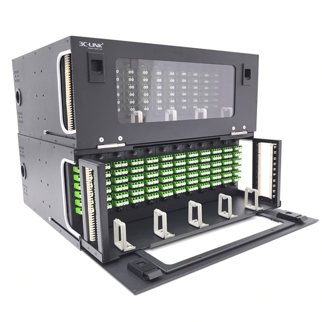 48 96 144 288 cores 1U 2U 4U 19inch rackmount HD LGX Modular Patch Panel distribution box fiber optical drawable frame Chassis