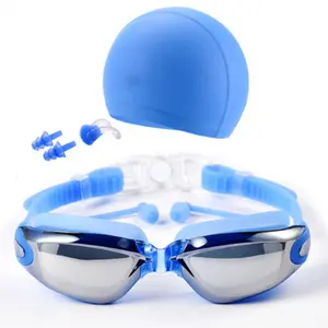 टोपी नाक क्लिप Earplug टोपी संकुल चश्में तैरना कोई लीक वयस्क के लिए यूवी संरक्षण ट्रायथलॉन विरोधी कोहरे तैराकी चश्मे