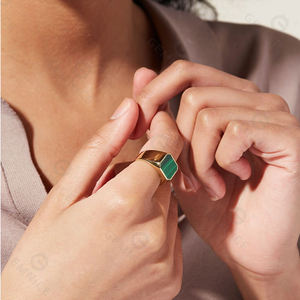 Gemnel uomo nuovo oro <span class=keywords><strong>gioielli</strong></span> in argento sterling 925 <span class=keywords><strong>malachite</strong></span> Anelli con sigillo - Product Image 2