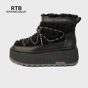 Bequeme verdickte Fleece-Schneeschuhe mit rutsch festen Gummis ohlen Wasserdichte Rindsleder-Winter-Outdoor-Wanderschuhe Pelz stiefel - Product Image 2