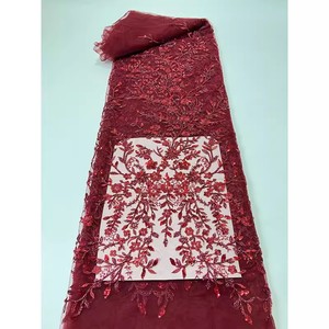Ancho 125 cm poliéster bordado tul Malla tela lentejuelas árbol ramas cuentas tela para mujer moda boda vestido de novia - Product Image 6