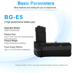 BG-E5バッテリーグリップ付属品CANON EOS 500D/450D/1000Dカメラ用LP-E5バッテリー付き - Product Image 5