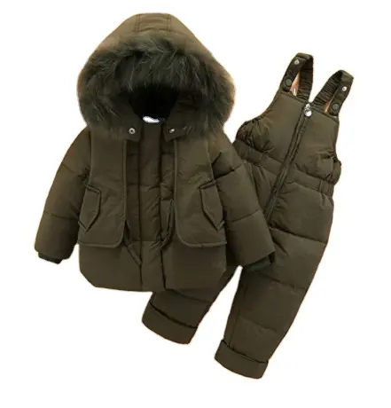 Longai Hooded Warm Down Jacken mantel Overalls wasserdichtes Schneeanzug-Set,Outdoor-Jacke für Kinder Baumwoll anzug