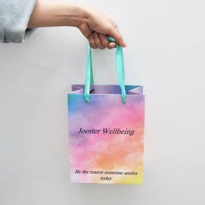 Sac en papier d'emballage pour petites entreprises imprimé arc-en-ciel personnalisé, sac cadeau avec votre propre logo - Product Image 2