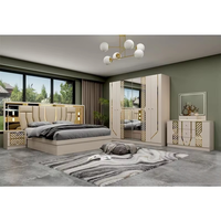 LEIZI Ensemble de chambre à coucher de luxe au minimalisme italien moderne, armoire, grand lit, matériau MDF, emballage amovible, meubles de maison