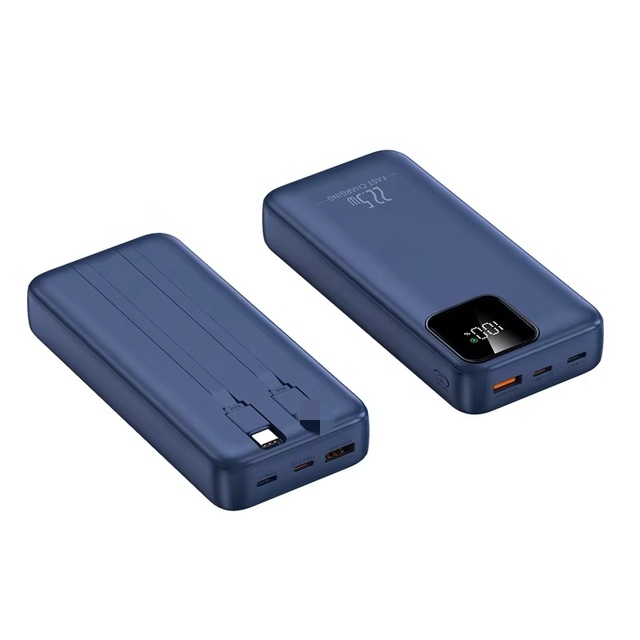 Fast Charging PortablePower Bank 20000mAh USB-C Input with Built-in Cables LED Display 22.5W Li-Polymer Powerbanks Costom Logo