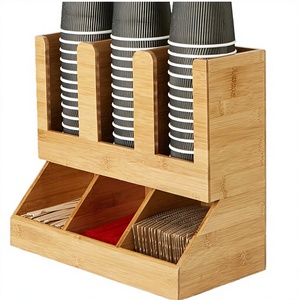 Organizzatore da <span class=keywords><strong>Cucina</strong></span> a Due Livelli in Bambù, Porta Tazze e Condimenti Multifunzione da Bancone, Design Moderno - Product Image 3