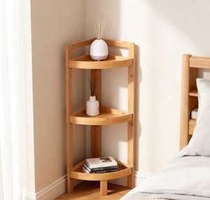 Étagère à épices et à bocaux en bambou moderne, durable et écologique à trois niveaux avec rangement pour les articles de salle de bain - Product Image 4