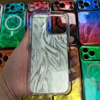 Magnetische Luxus 360° Schutz Laser Farbverlauf Glitzer Feder-Garn Kartenhalter Handyhülle für 17 Pro Max