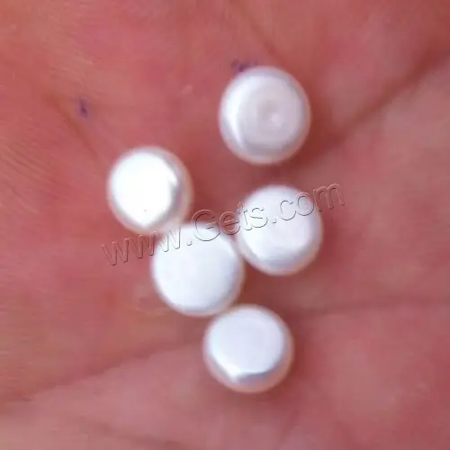 Moda jóias No Hole naturais Cultivadas Botão Freshwater Pearl Beads flat back branco 4mm 910015
