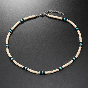 <span class=keywords><strong>Collier</strong></span> en perles turquoise de coquillage de noix de coco vintage pour femmes hommes Simple <span class=keywords><strong>Surf</strong></span> Resort clavicule chaîne géométrique bijoux accessoires - Product Image 5