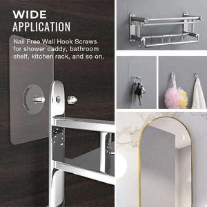 Factory Wholesale Self Adhesive Wall <strong>Hooks</strong> Hangers Waterproof Durable Transparent <strong>Kitchen</strong> Bathroom Screw Hanger <strong>Hooks</strong> - Product Image 3