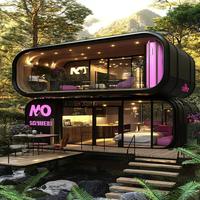 Casa de contenedores de cápsula espacial de Villa móvil prefabricada de bajo costo para complejo de apartamentos edificio de oficinas supermercados de acero hechos