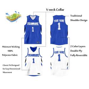 Maillot de basket-ball athlétique personnalisé Royal White Double Side Tops - Product Image 2