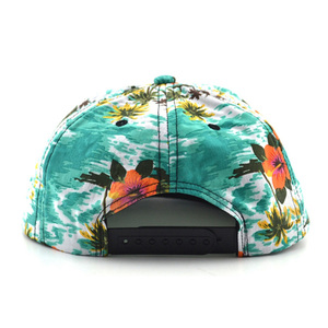 Tùy Chỉnh Hawaii Hoa In Ấn <span class=keywords><strong>5</strong></span> Bảng Điều Chỉnh Snapback <span class=keywords><strong>Cap</strong></span> Hat Màu Xanh Lá Cây Mô Hình Unisex Thời Trang Bóng Chày Mũ Bán Buôn Và Tùy Chỉnh - Product Image 5