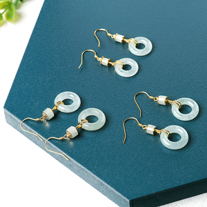High-end S925 <b>silver</b> earrings set with natural A-grade jadeite. Ice-grade jadeite fashion women's earrings - Product Image 4