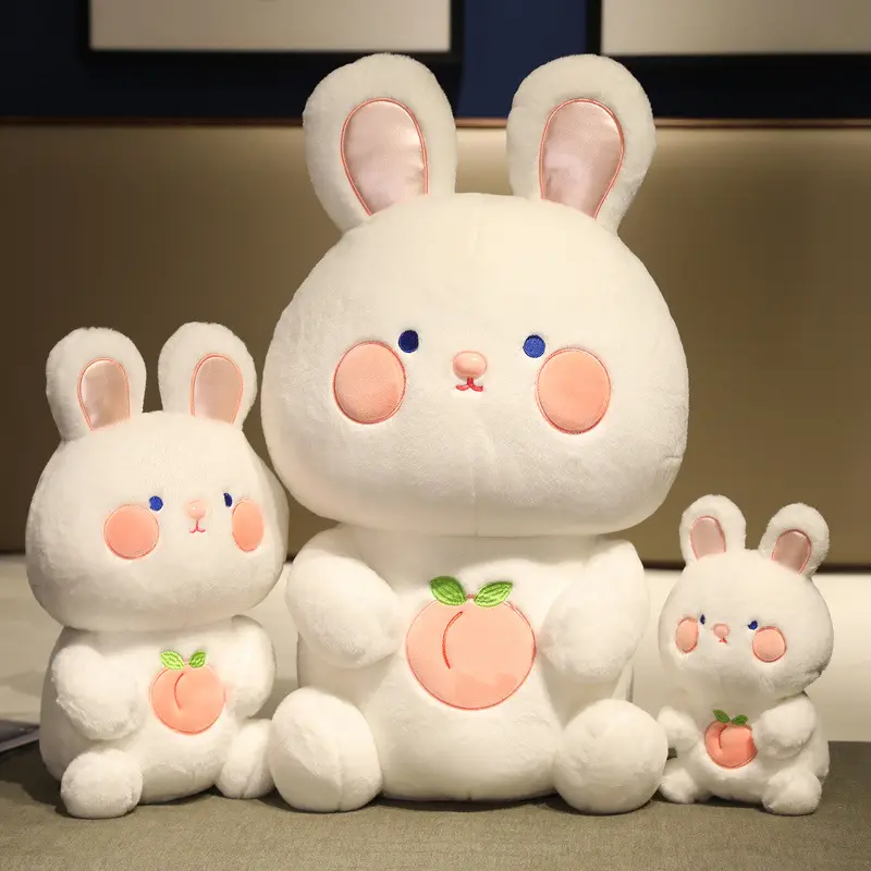 Cute White Rabbit Fruit Peach Rabbit Doll Throw Pillow Smooth Soft Animal Children's Plush Toy Stuffed Animal Plush Toy