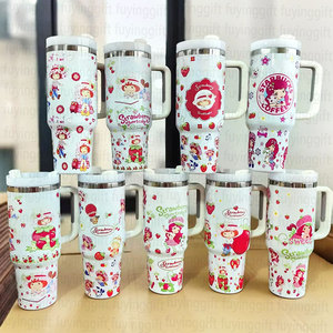 Tốt Nhất Bán Chất Lượng Cao Lật Rơm Top Nắp Phim Hoạt Hình Dâu Tây Shortcakes Tumbler Dễ Thương Cách Nhiệt Nhỏ Trẻ Em Cup - Product Image 3