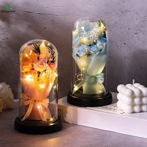 Bouquet di Fiori <span class=keywords><strong>Artificiali</strong></span> in Cupola di Vetro, Luce Notturna, Regalo per San Valentino, Migliore Amica, Laurea, Decorazione Natalizia - Product Image 6