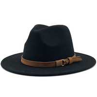 Nouveau chapeau Fedora pour femmes et hommes avec ruban en cuir, élégant pour homme et femme, chapeau à large bord pour l'hiver et l'automne, chapeau jazz, chapeau de cérémonie, chapeau panama, sombrero