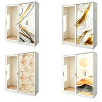 Armoire métallique 3 portes grande capacité, démontable, avec grand miroir et tringle de suspension pour rangement