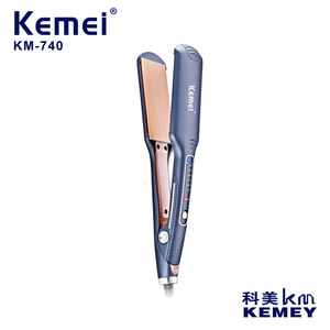 Plancha de pelo Kemei Km 740 con ajuste de temperatura para uso en húmedo y seco, plancha de alisado eléctrica azul verde - Product Image 4