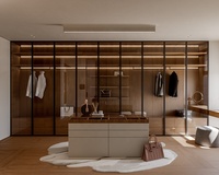 Armoire de Chambre Personnalisée Moderne Dressing Placard Miroir en Verre Bois Brillant