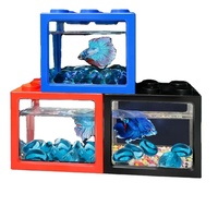 Nouvel aquarium portable mini carré pour poissons rouges 2024, décoratif, en plastique, emballé en boîte propre