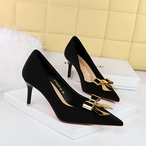 <span class=keywords><strong>BIGTREE</strong></span> Escarpins Femme Tendance Été à Talons Hauts Bout Pointu Nœud Métallique Antidérapants en Soie Plateforme Hauteur Talon 7.5cm Automne - Product Image 1
