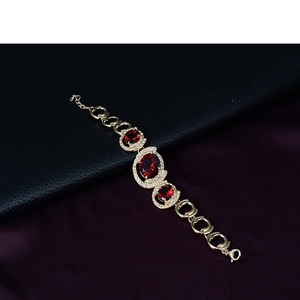 Nouvel ensemble de bijoux pour femmes en 4 pièces, bijoux africains rouges de luxe, plaqué or 18 carats, cadeau de mariage saoudien, ensemble de bijoux de mariée en cristal de Dubaï - Product Image 4
