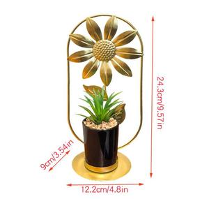Décoration de Table Artistique pour <span class=keywords><strong>Maison</strong></span> et Intérieur, Salon et Chambre, en Métal Fer Forgé Doré, Support de Fleurs en Pot - Product Image 5