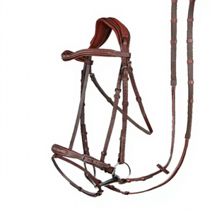 Handcrafted Leather Horse Bridle with Adjustable Straps Secure Horse Control English Style Accessory for Riding - Product Image 1