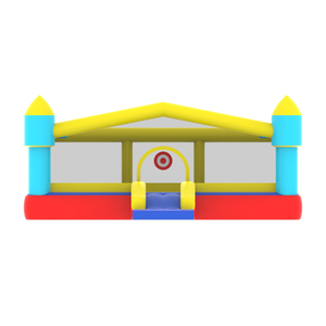 Château gonflable multicolore arc-en-ciel avec toboggan à double voie et fosse à balles pour s'amuser en famille - Product Image 5