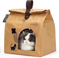 Maison pour chat en papier kraft lavable, lit confortable pour animaux de compagnie d'intérieur, nid léger pour chat, OEM ODM, logo et taille personnalisés, sac à dos pour animaux de compagnie