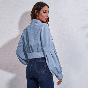 Vente flash : <span class=keywords><strong>Veste</strong></span> courte en <span class=keywords><strong>velours</strong></span> côtelé pour <span class=keywords><strong>femme</strong></span>, à boutons, style shacket, décontractée, manches longues, pour l'automne - Product Image 6