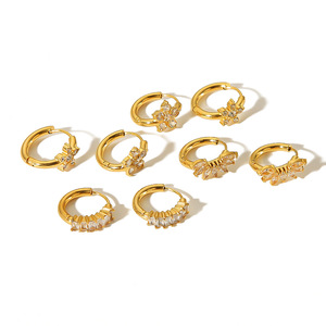 Fashion <b>Cuff</b> <b>Earrings</b> 18K Gold Stainless Steel Geometric Zircon For Women - Product Image 3