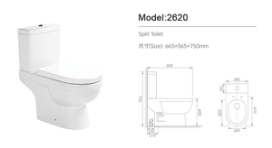 WC en céramique à deux pièces de style européen, à chasse d'eau double, à poser au sol, pour hôtels - Disponible en siphon en P et en S - Product Image 5
