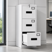 Armoire de classement métallique verticale à 3 tiroirs verrouillable pour documents de bureau avec porte-étiquettes pour dossiers A4 et format légal