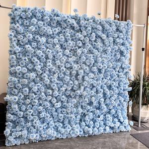 Light Blue Flower Wall Backdrop Backdrop Silk <b>Artificial</b> Decorative Flower Wall Flower Wall for Wedding Stage Decoration - Product Image 5