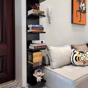 Librería Vertical de Diseño Moderno Integrada en el Suelo, Librería de Madera que Ahorra Espacio, Librería <span class=keywords><strong>Invisible</strong></span> que se Apoya en la Pared - Product Image 2