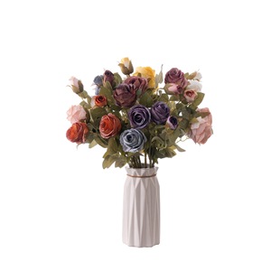 Bouquet de roses artificielles CallaFloral, pétales en polyester, tissu tissé, vase, décoration de mariage, style INS - Product Image 5