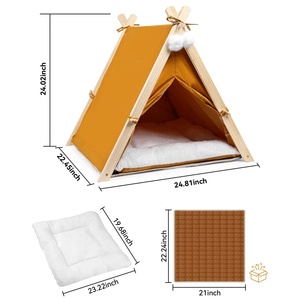 Casa para Gatos Plegable y Resistente, con Diseño Sólido Multicolor, Cojín y Marco de Madera, Casa Interior para Perros y Gatos - Product Image 6