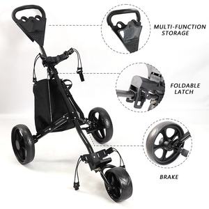 HOW TRUE vente en gros, chariot de traction manuel de Golf pliable en aluminium à 3 roues avec frein à pied - Product Image 2