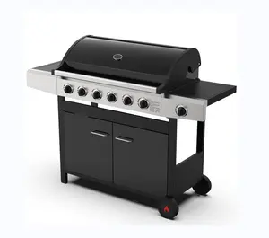 Grill à gaz Barbecue en acier inoxydable, ensemble de 2 pièces, noir, société domestique, avec brûleur latéral intégré, pour Barbecue