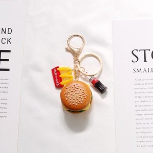 Lindo llavero de resina plástica con diseño de hamburguesa y papas fritas, colgante DIY hecho a mano, llavero creativo para coche, adorno personalizado para bolso, regalo - Product Image 2
