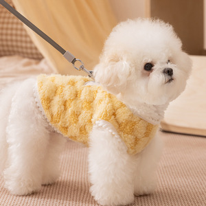 Teddy And Small <b>Dog</b> Cat Fleece <b>Sweater</b> Checkered Yellow Green Winter Autumn Vest Pet Clothes - Product Image 3
