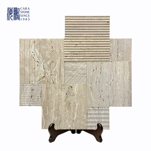 Pannello Murale in Marmo 3D dal Design Moderno, Lastra in Marmo Intagliata con Scanalature Diritte, Impermeabile, per Camera <span class=keywords><strong>da</strong></span> Letto, Doccia, TV - Product Image 2