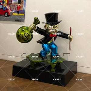 Escultura de Fibra de Vidrio Personalizada de 90 cm con Personaje de Pato de Dibujos Animados, Estilo Pop Art, <span class=keywords><strong>Alec</strong></span> con Perro Globo - Product Image 5