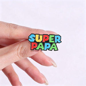 Pin Esmaltado Personalizado Super Papá, Insignia Metálica con Letras Coloridas, Regalo Creativo para el Día del Padre, Pin de Solapa para Papá, Joyería - Product Image 2